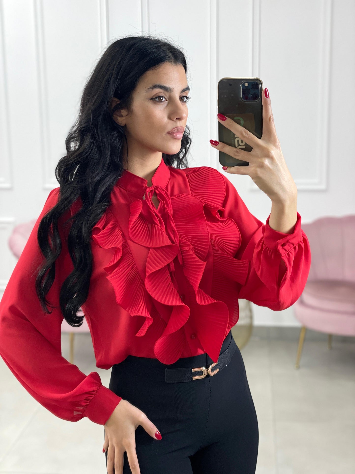 CAMICIA GEORGETTE CON ROUCHE