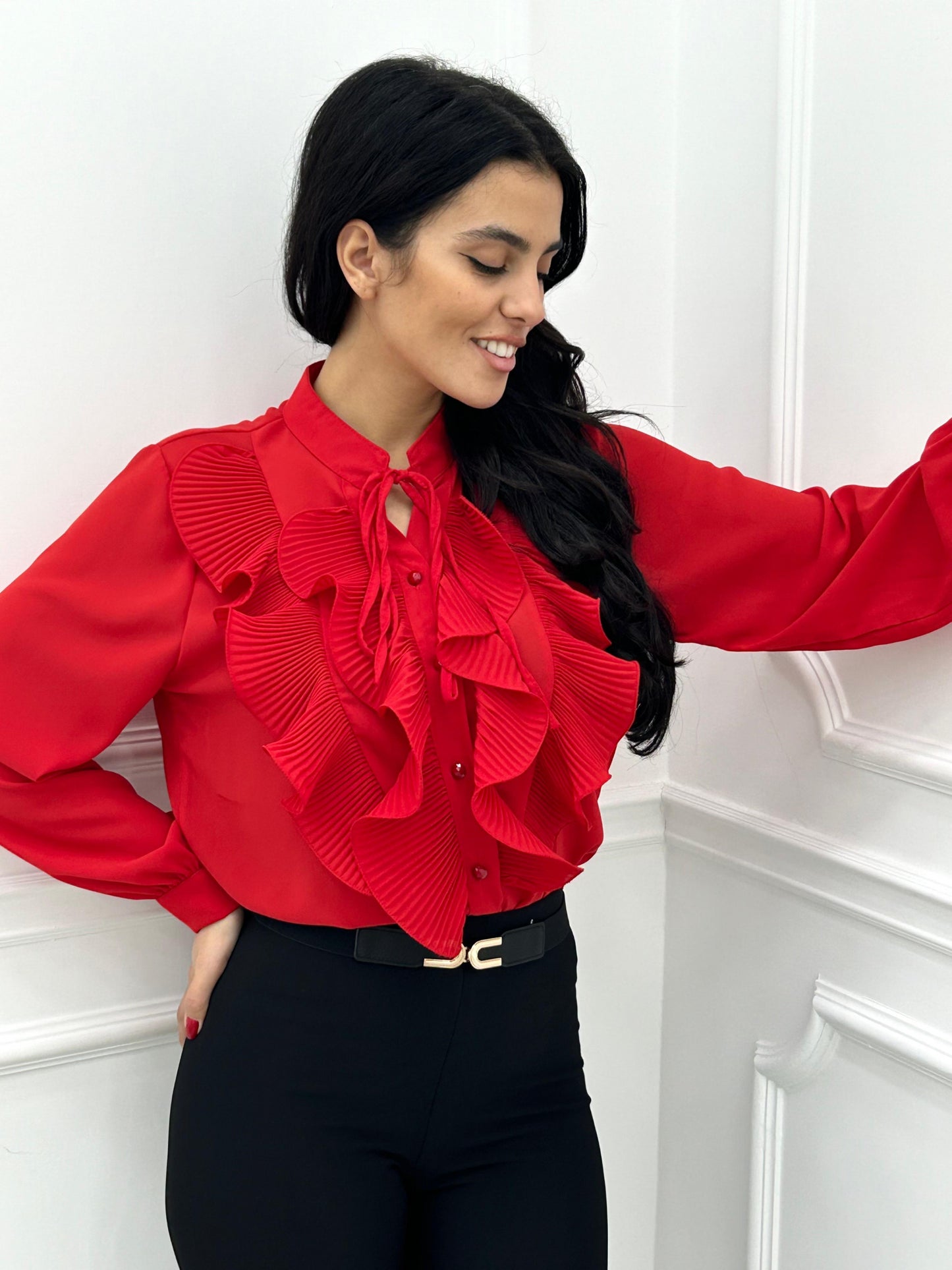 CAMICIA GEORGETTE CON ROUCHE