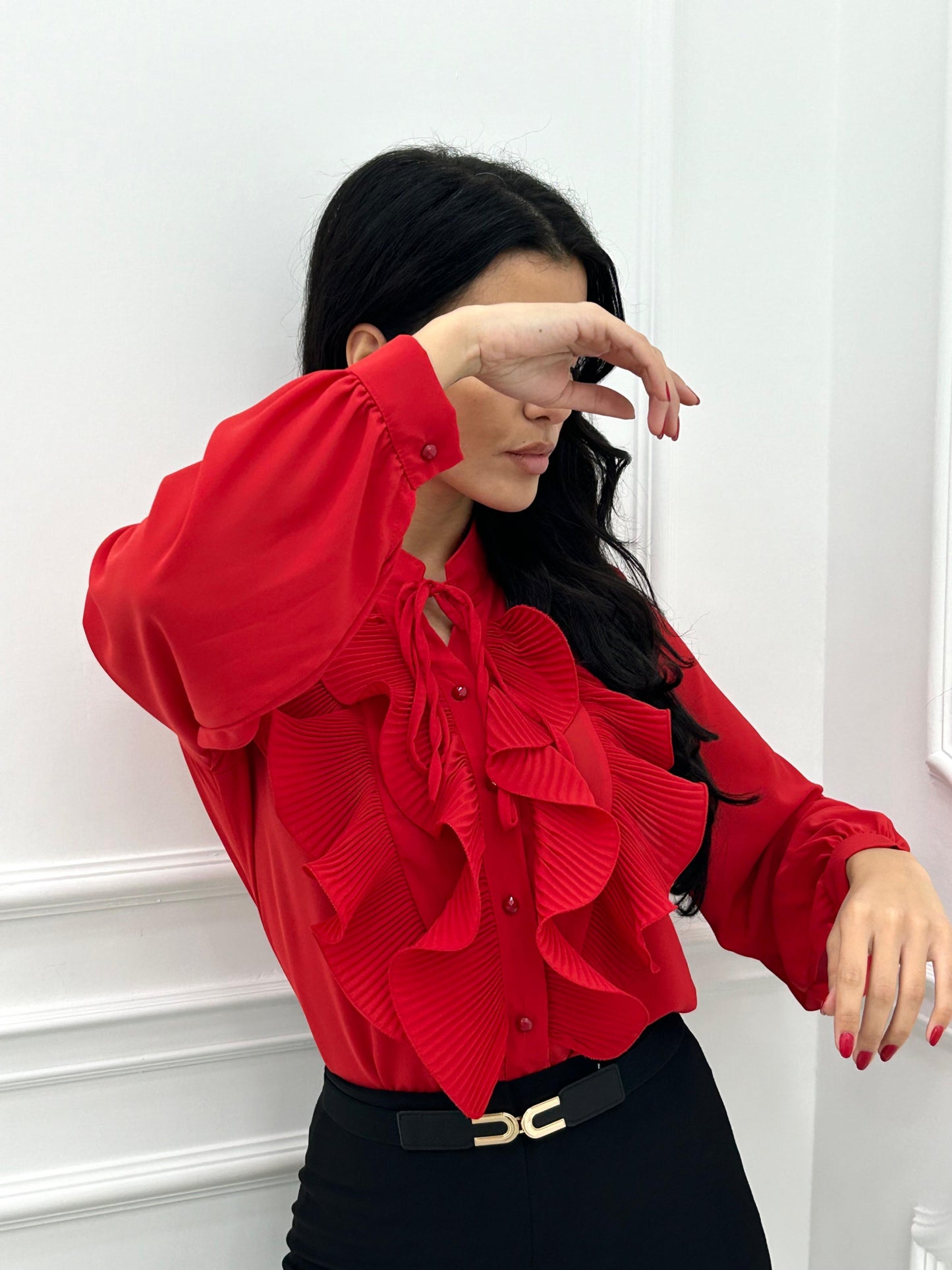 CAMICIA GEORGETTE CON ROUCHE