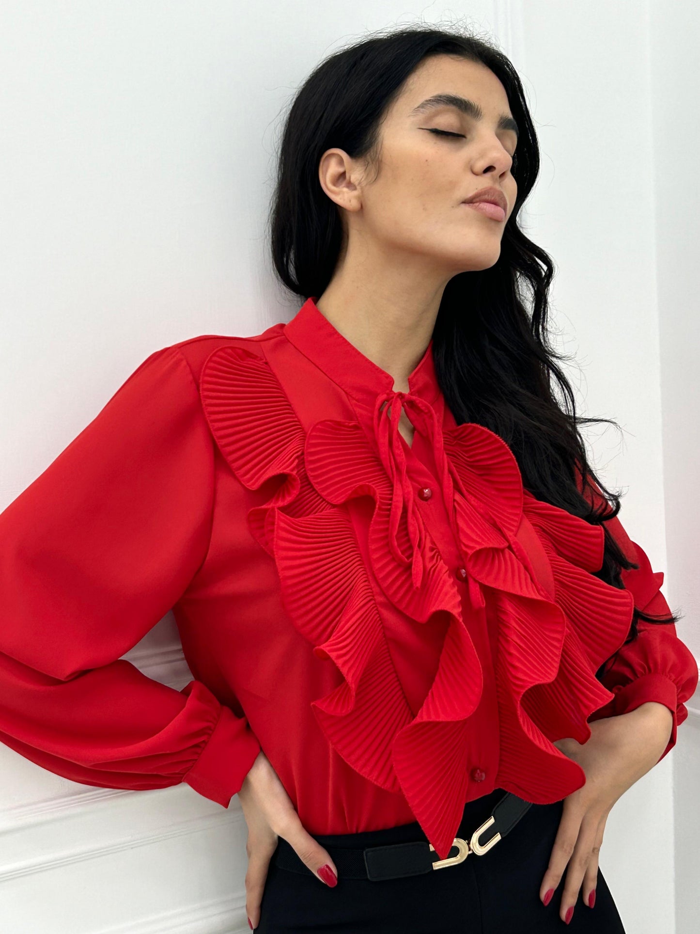 CAMICIA GEORGETTE CON ROUCHE