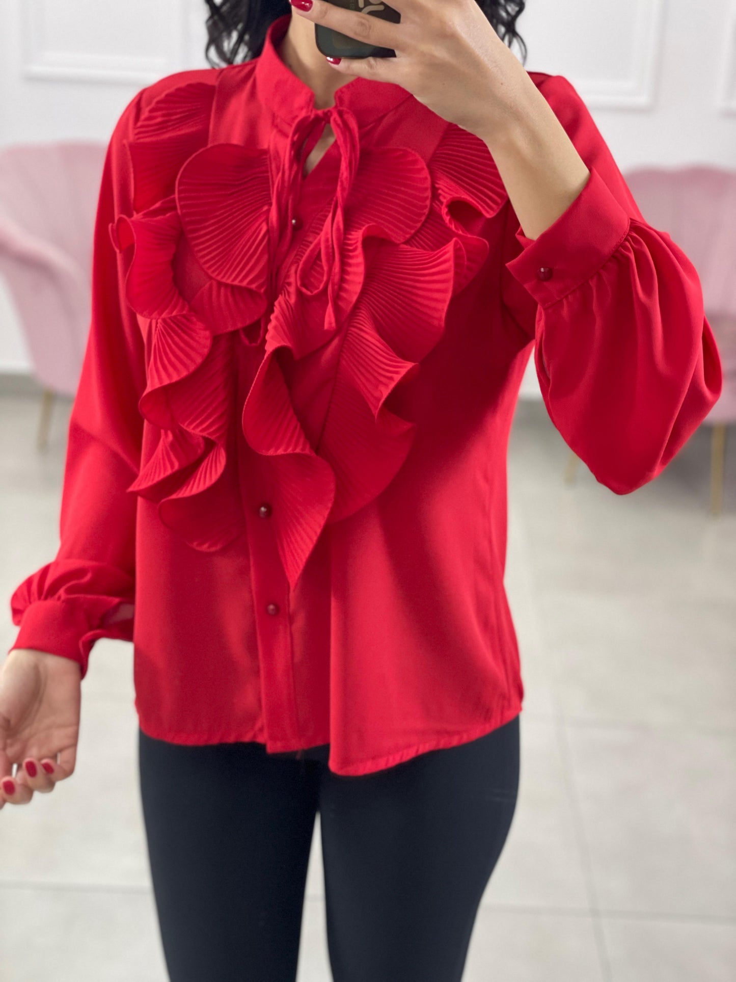 CAMICIA GEORGETTE CON ROUCHE