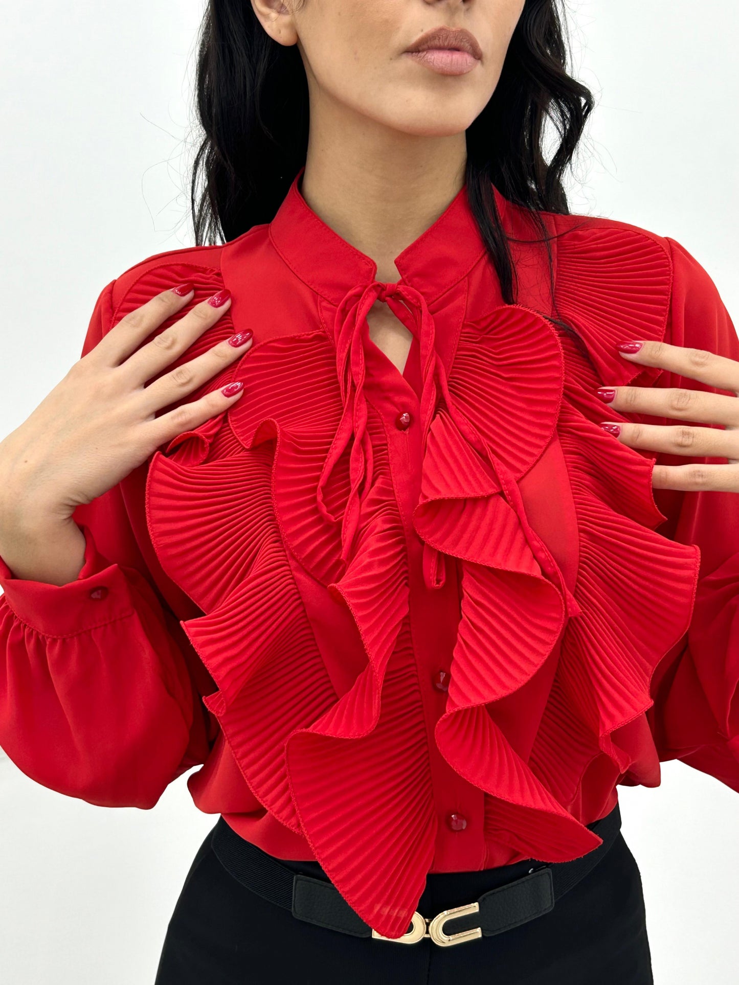 CAMICIA GEORGETTE CON ROUCHE
