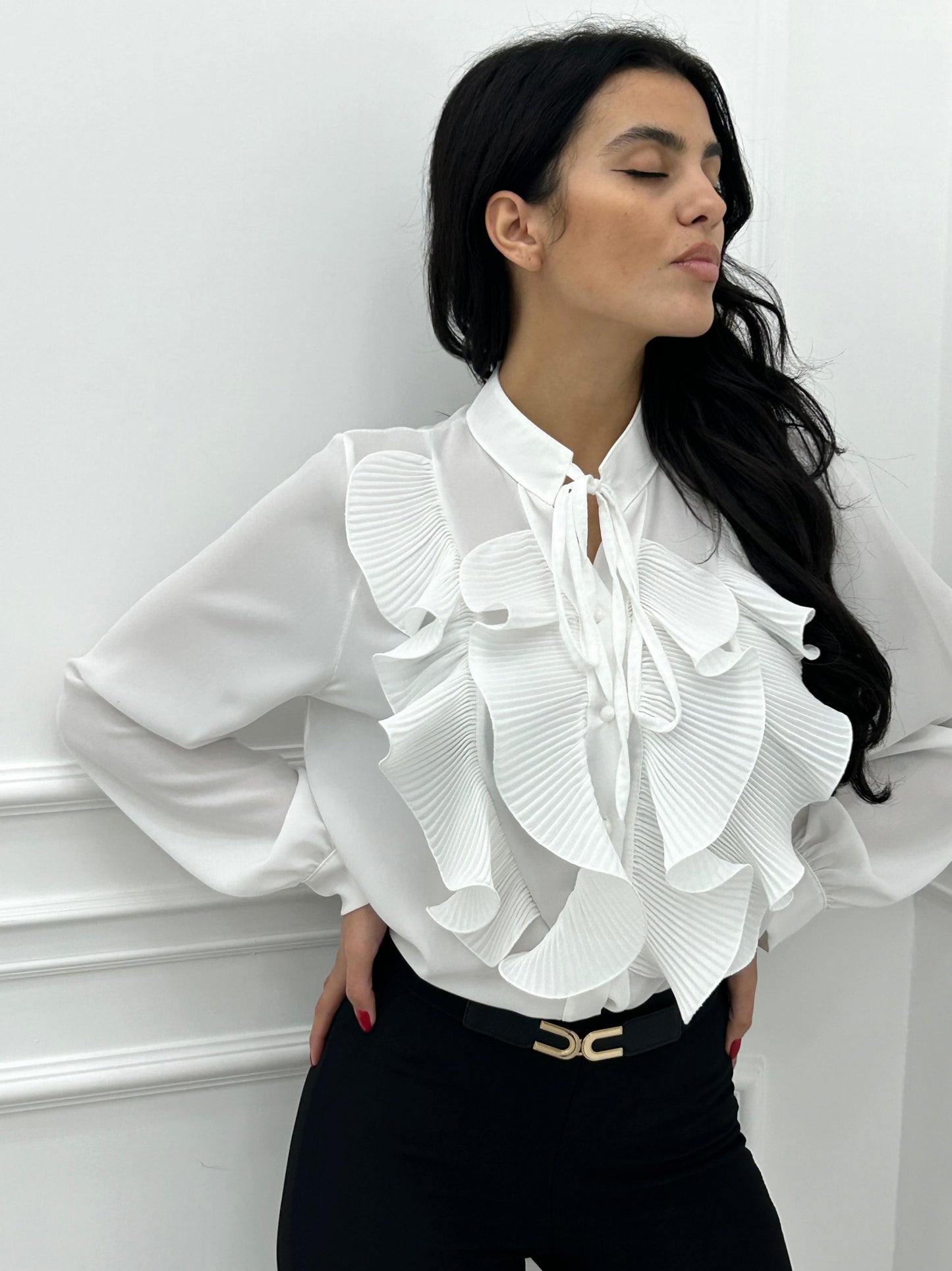 CAMICIA GEORGETTE CON ROUCHE