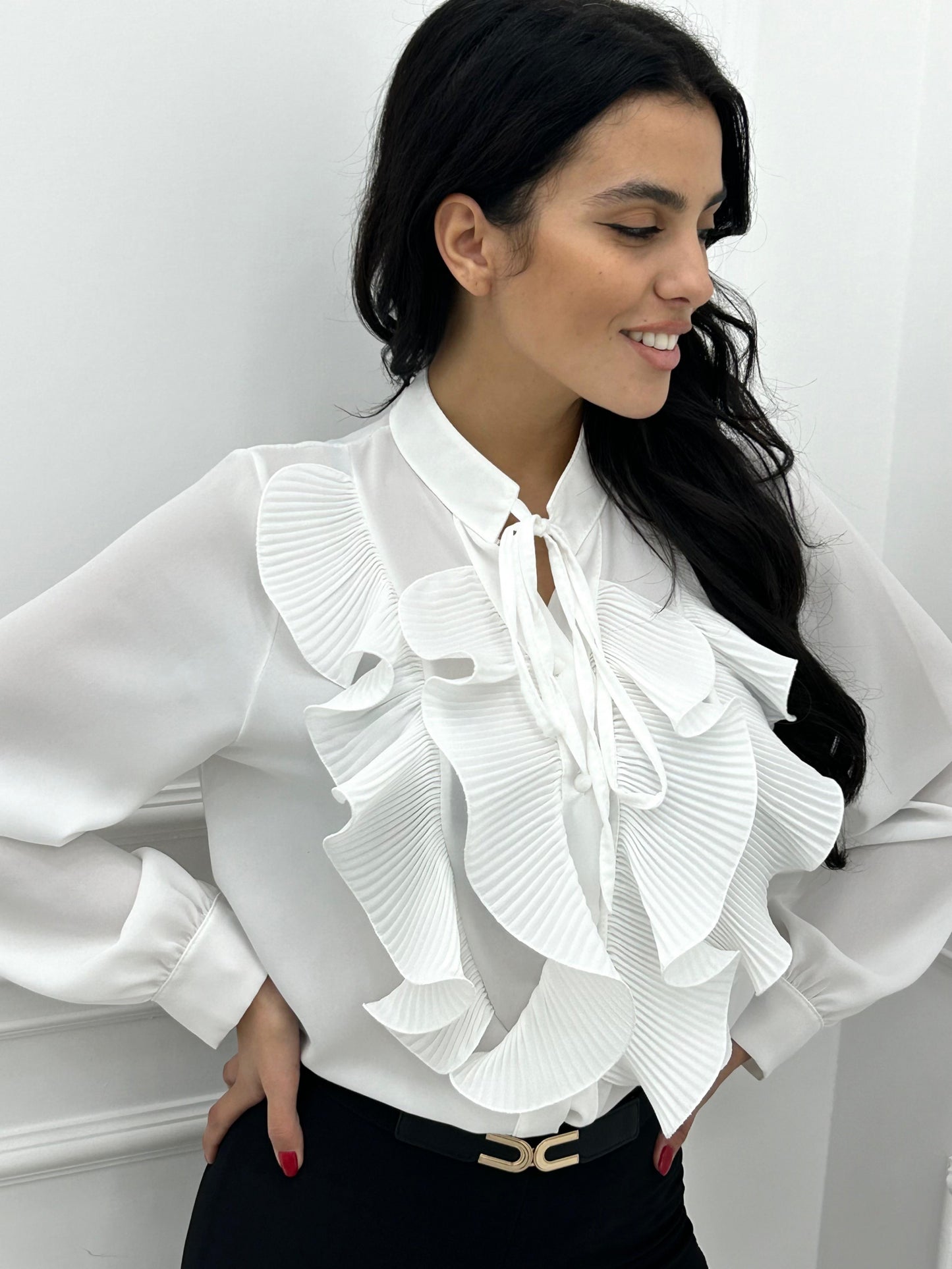 CAMICIA GEORGETTE CON ROUCHE