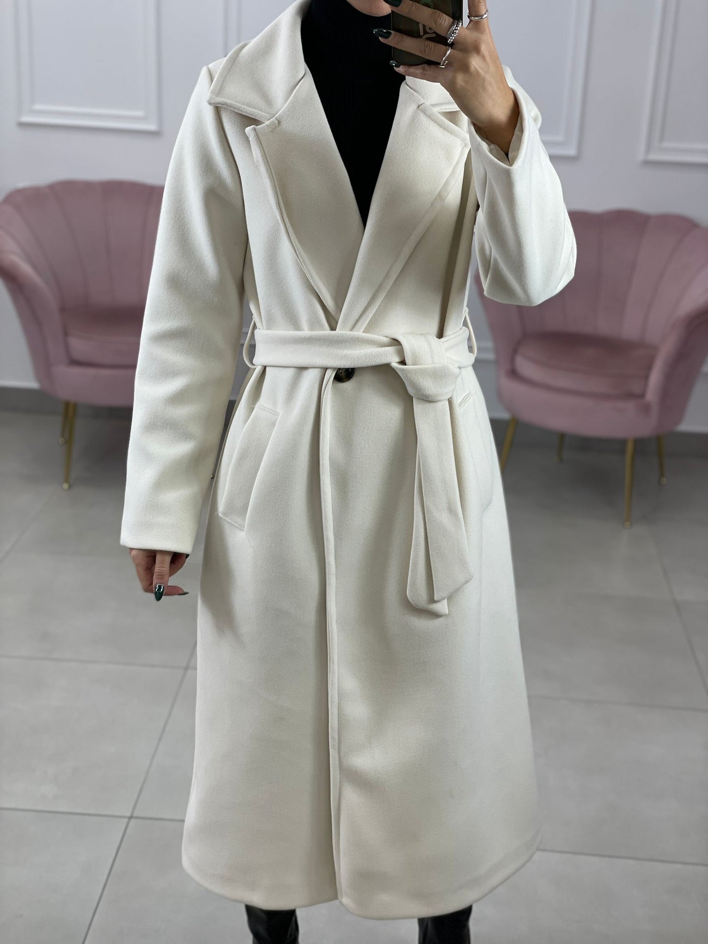 CAPPOTTO IN PANNO DOPPIO PETTO CON CINTURA