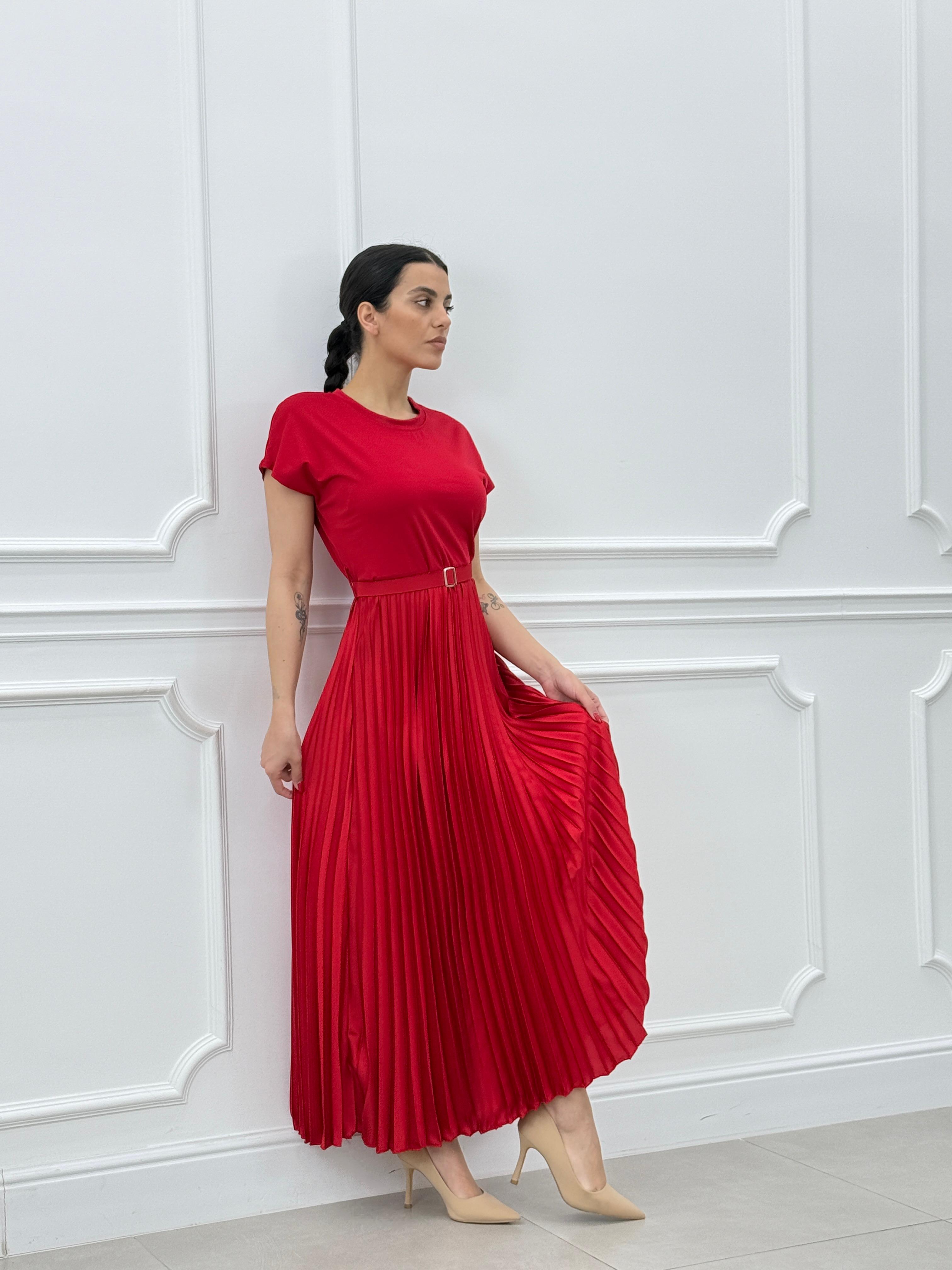 ABITO LUNGO PLISSET E CINTURA NEW SS25