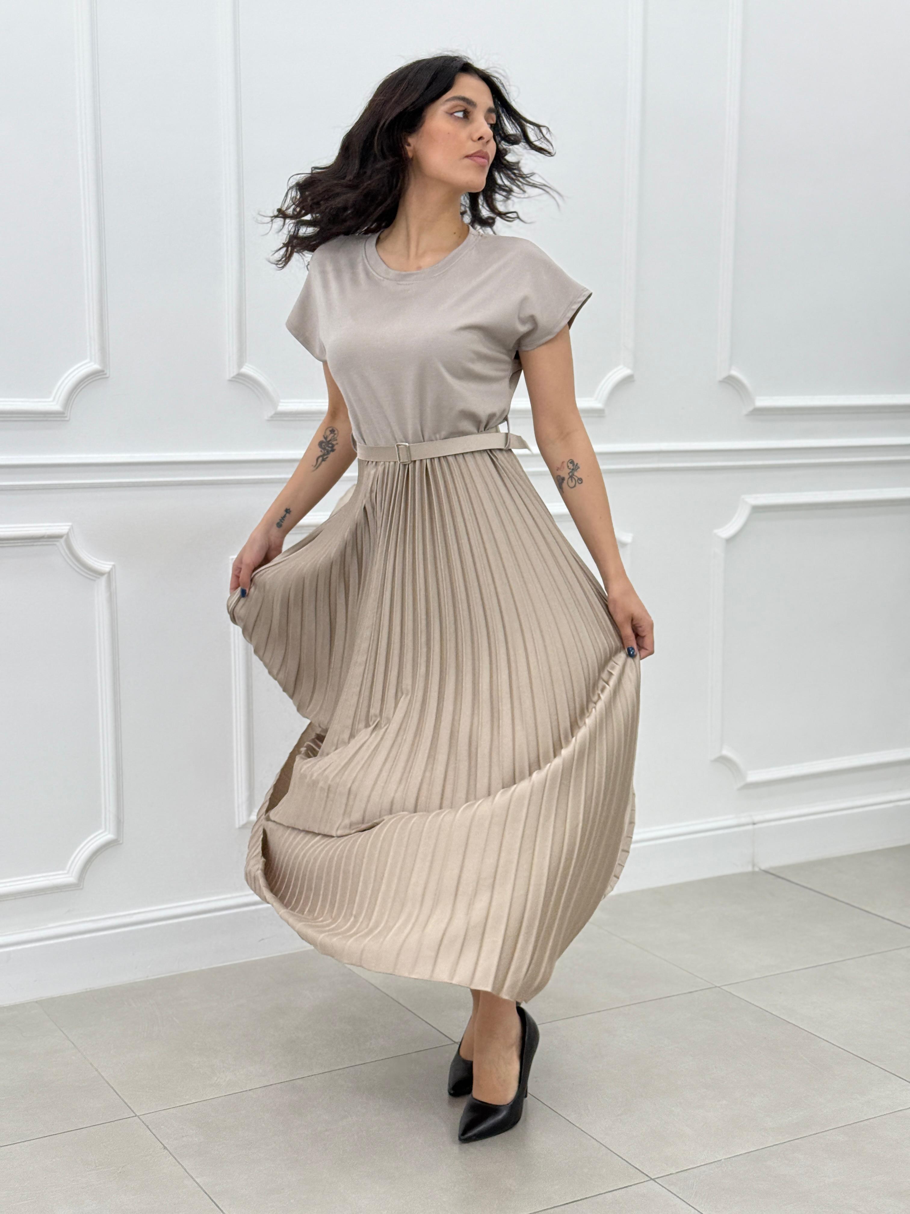 ABITO LUNGO PLISSET E CINTURA NEW SS25