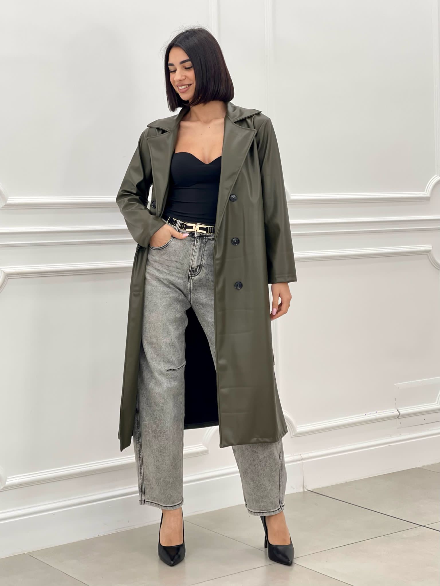 TRENCH ECOPELLE DOPPIO PETTO NEW SS25