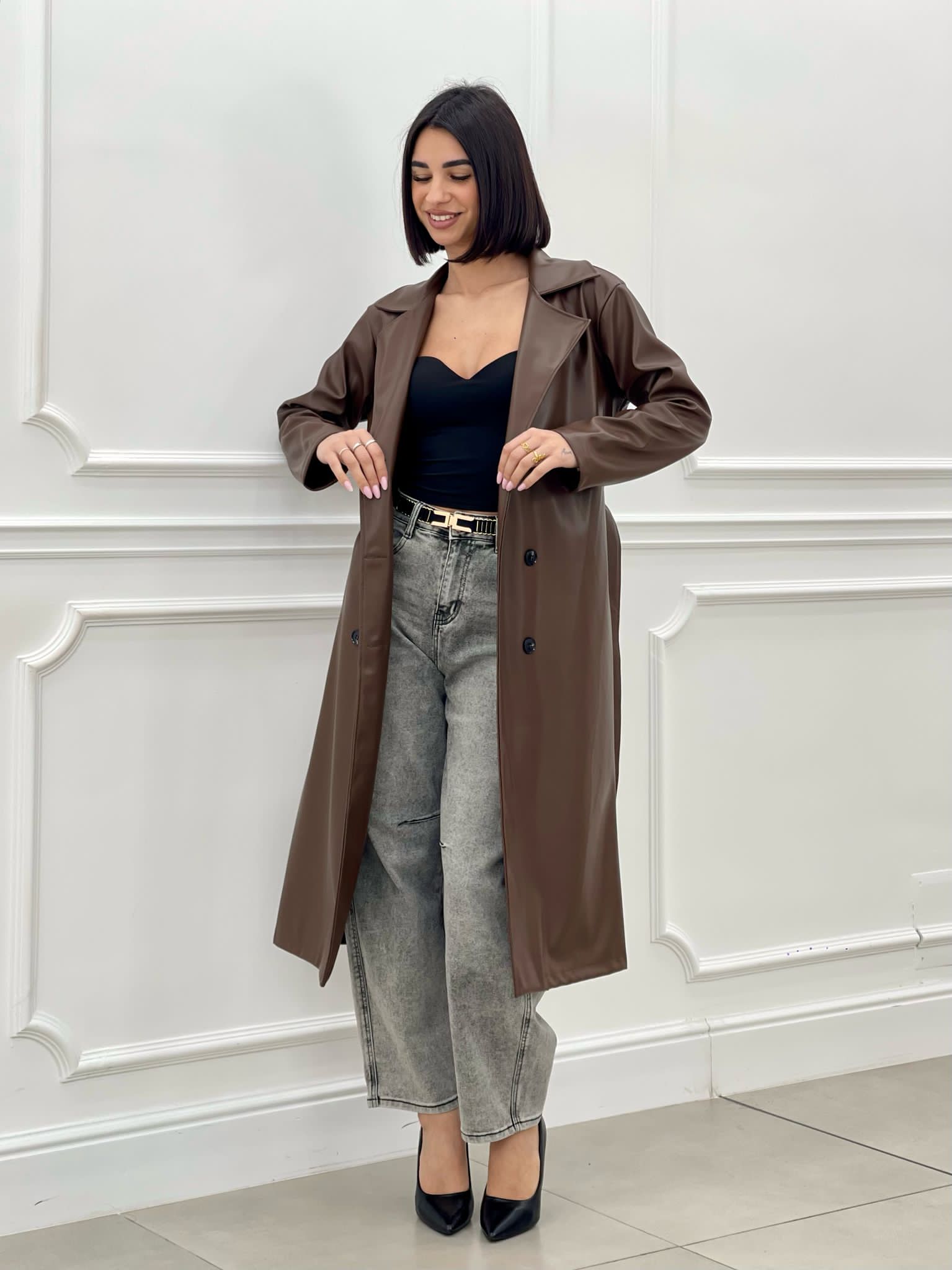 TRENCH ECOPELLE DOPPIO PETTO NEW SS25