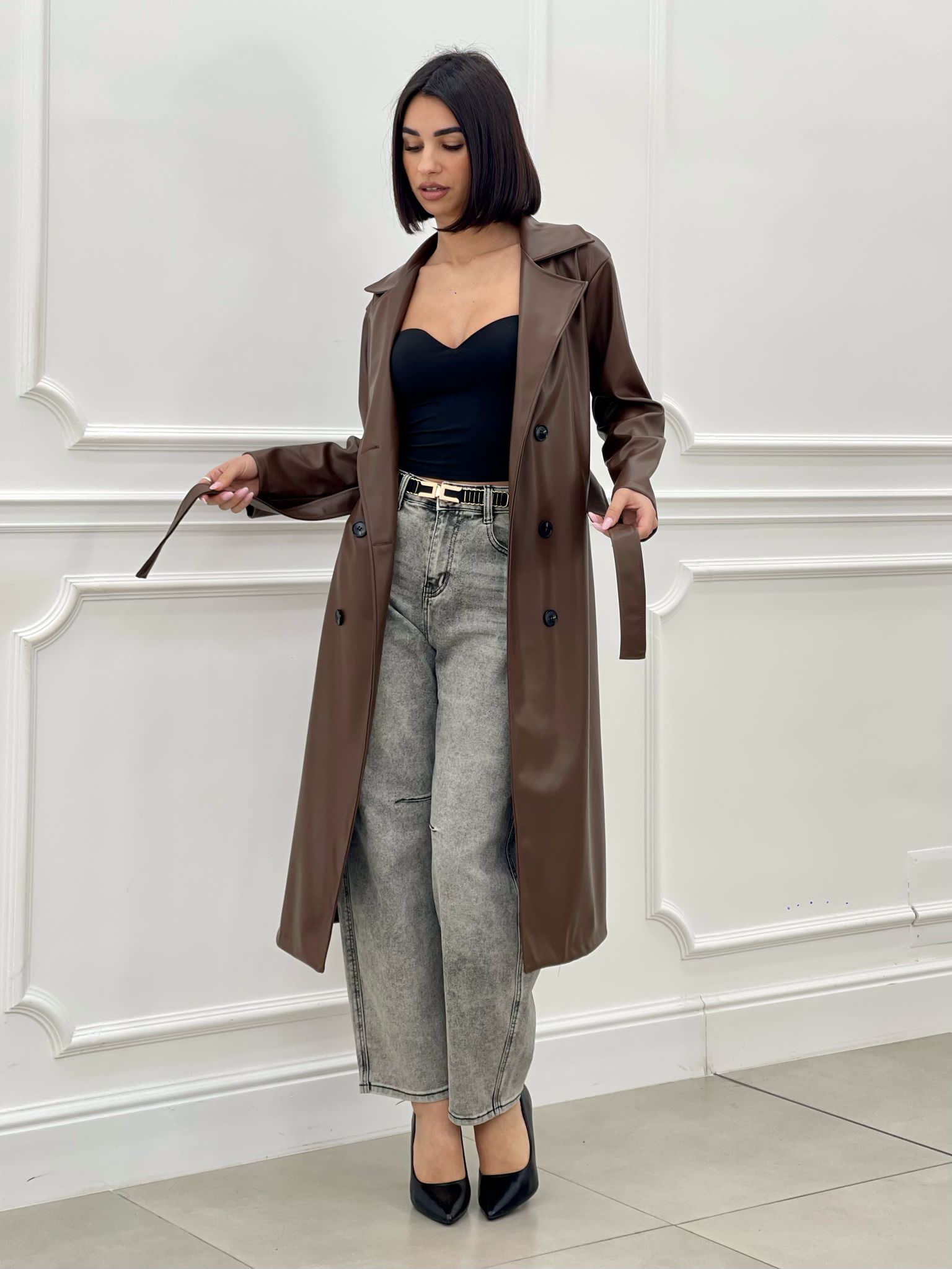 TRENCH ECOPELLE DOPPIO PETTO NEW SS25