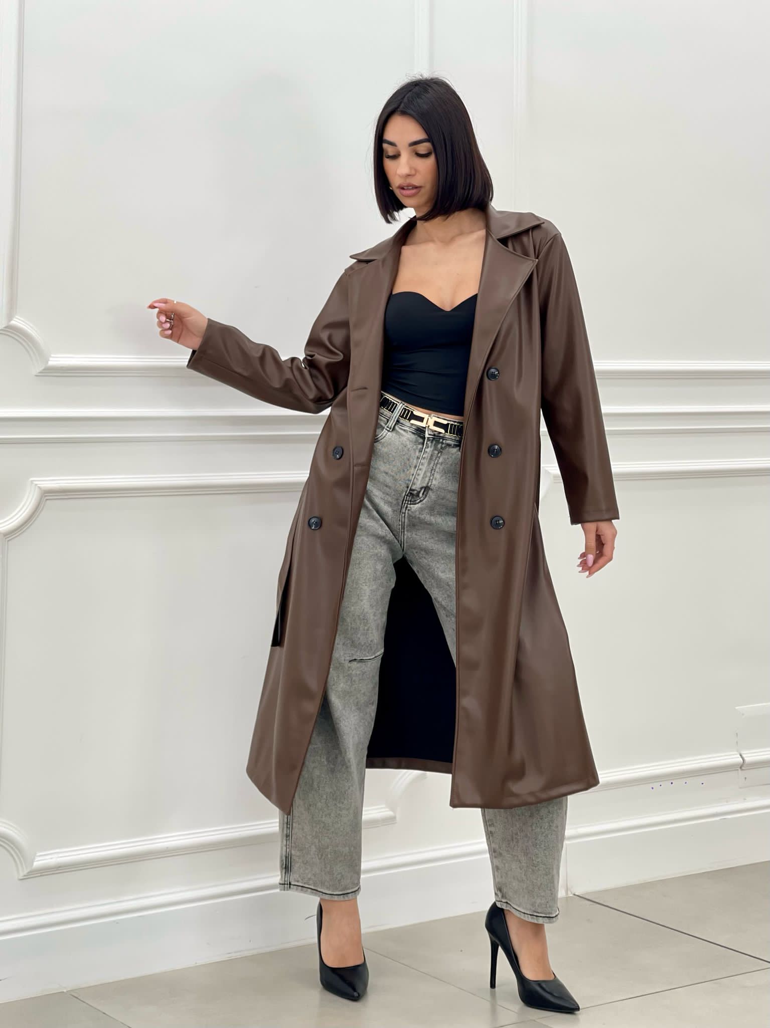 TRENCH ECOPELLE DOPPIO PETTO NEW SS25
