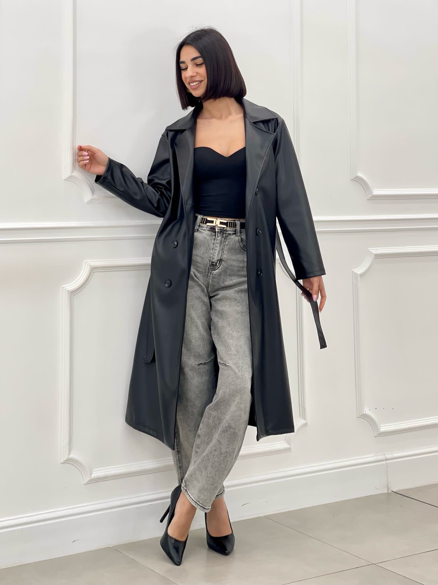 TRENCH ECOPELLE DOPPIO PETTO NEW SS25