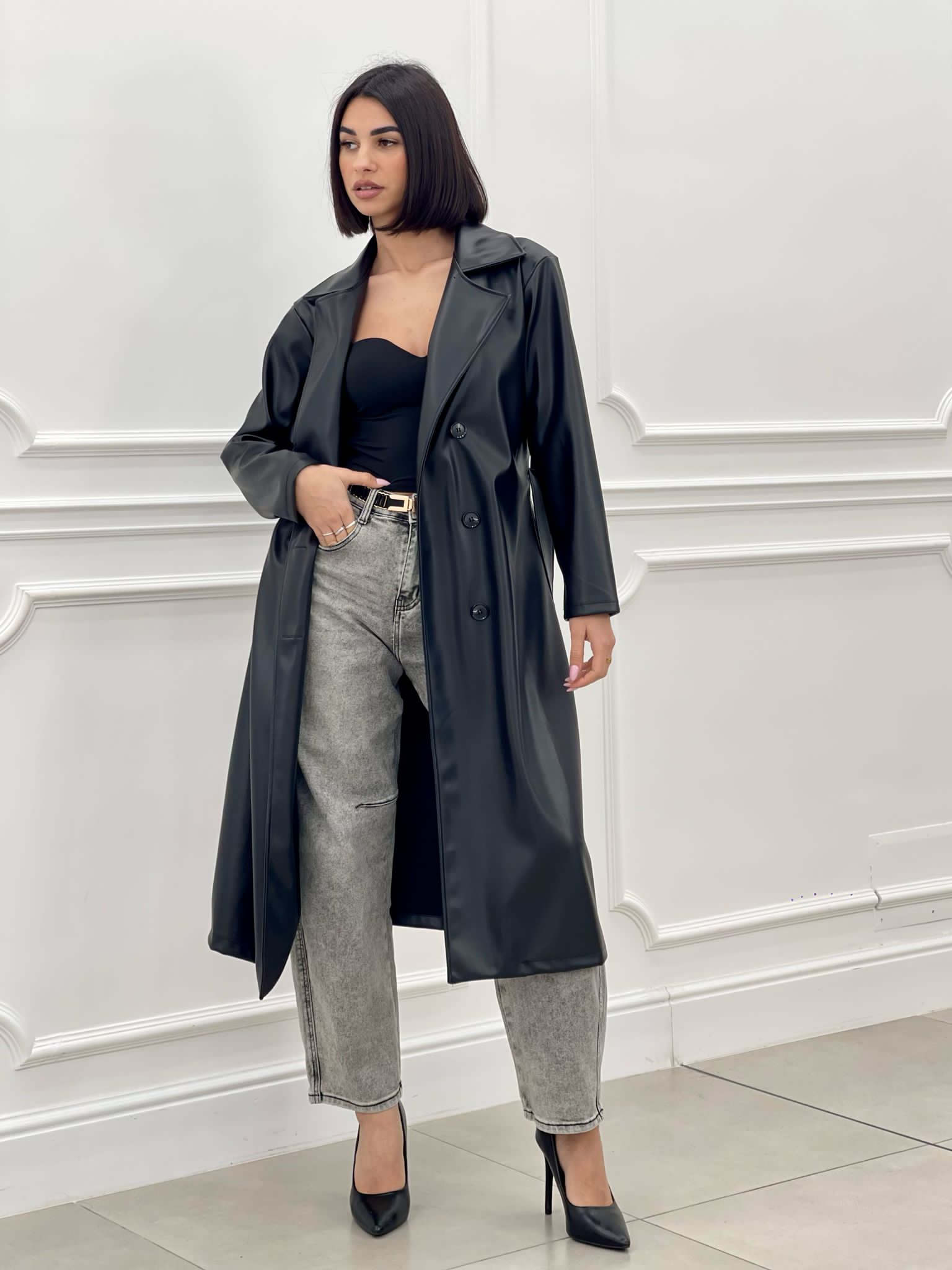 TRENCH ECOPELLE DOPPIO PETTO NEW SS25