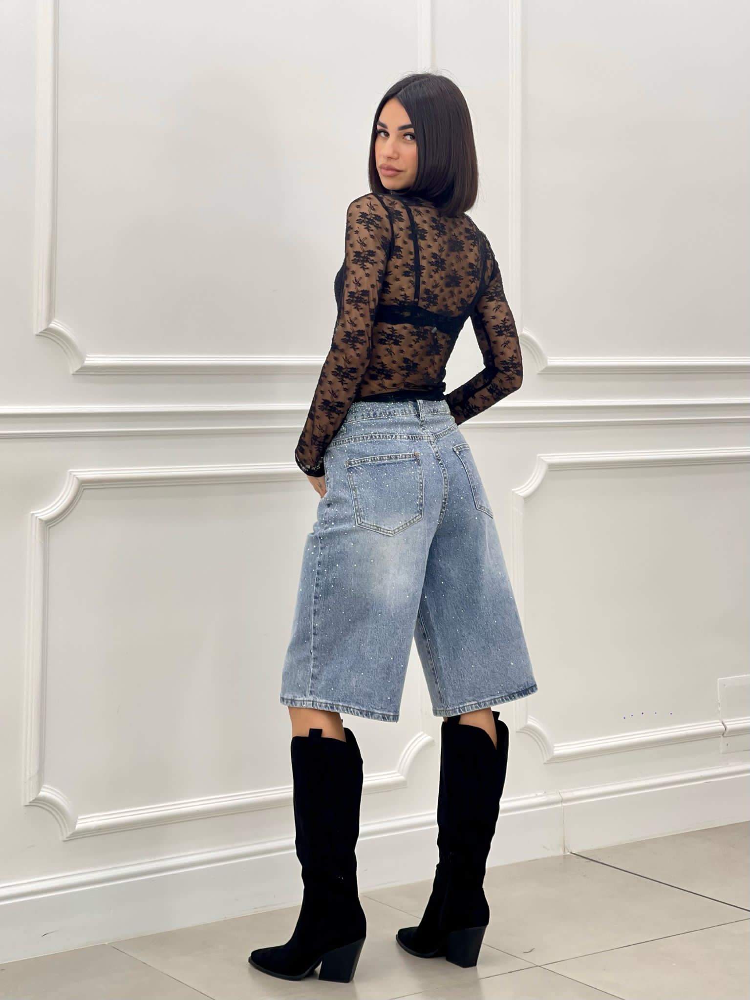 BERMUDA DENIM CON STRASS NEW SS25