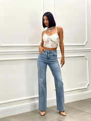 JEANS ZAMPA CON STRASS NEW SS25