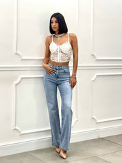 JEANS ZAMPA CON STRASS NEW SS25