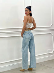 JEANS PALAZZO SFRANGIATO SU FONDO NEW SS25