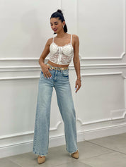 JEANS PALAZZO SFRANGIATO SU FONDO NEW SS25