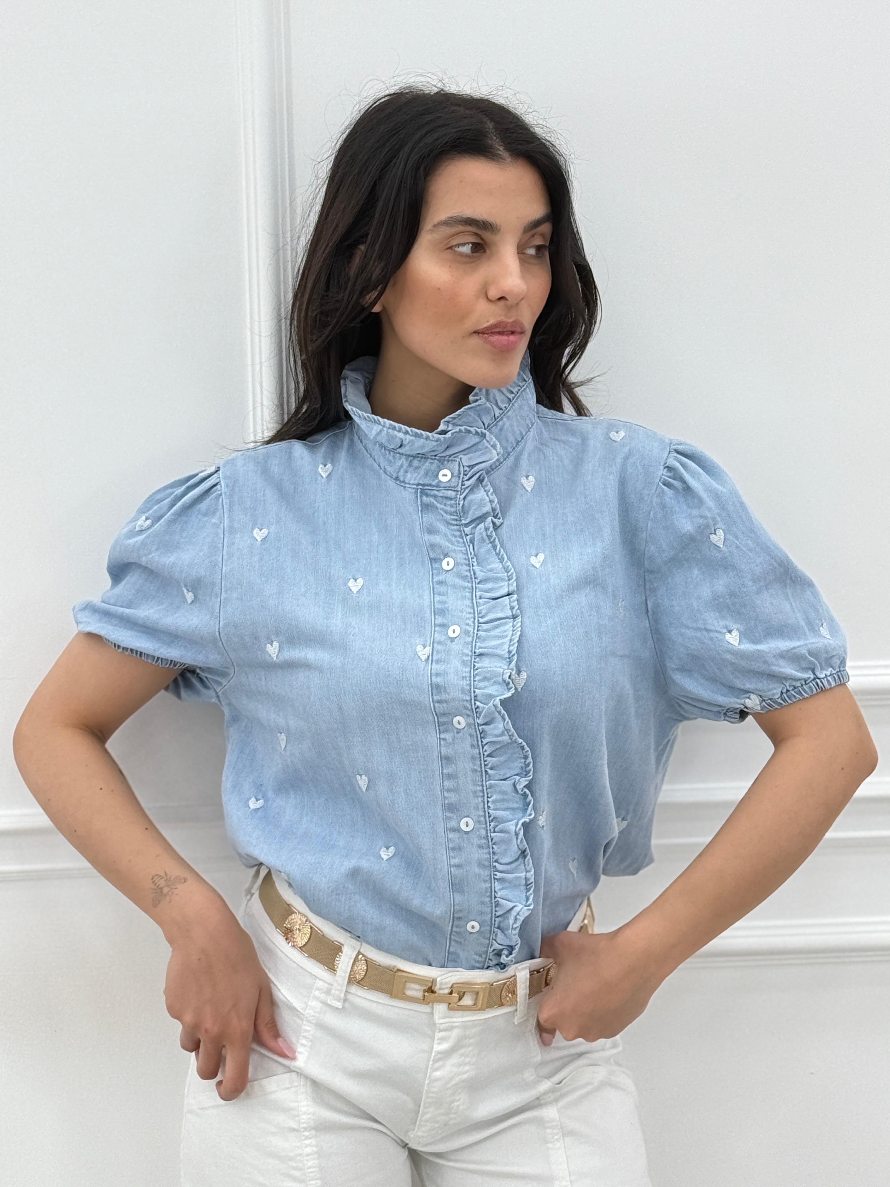 CAMICIA DENIM RICAMI CUORE NEW SS25