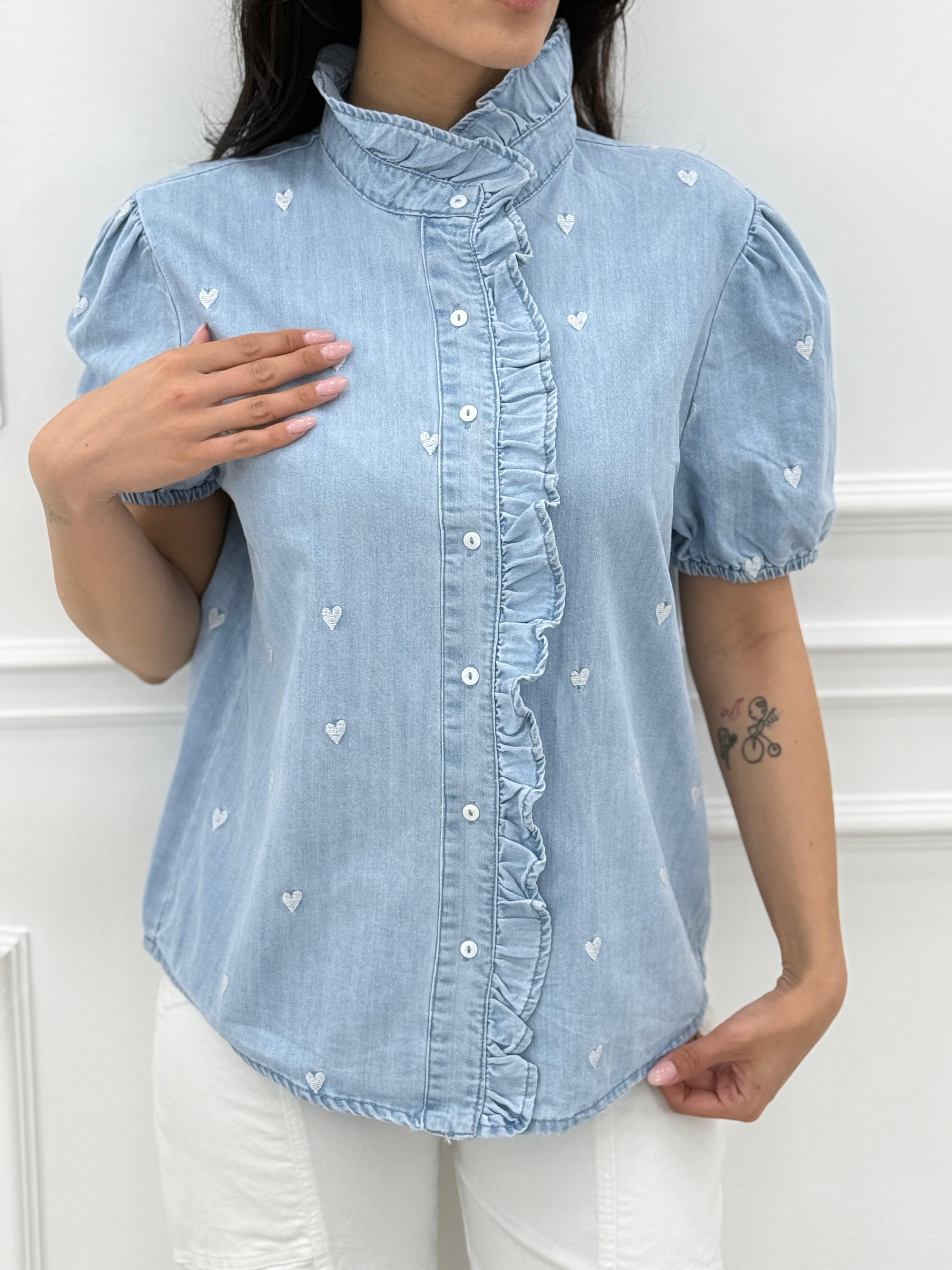 CAMICIA DENIM RICAMI CUORE NEW SS25