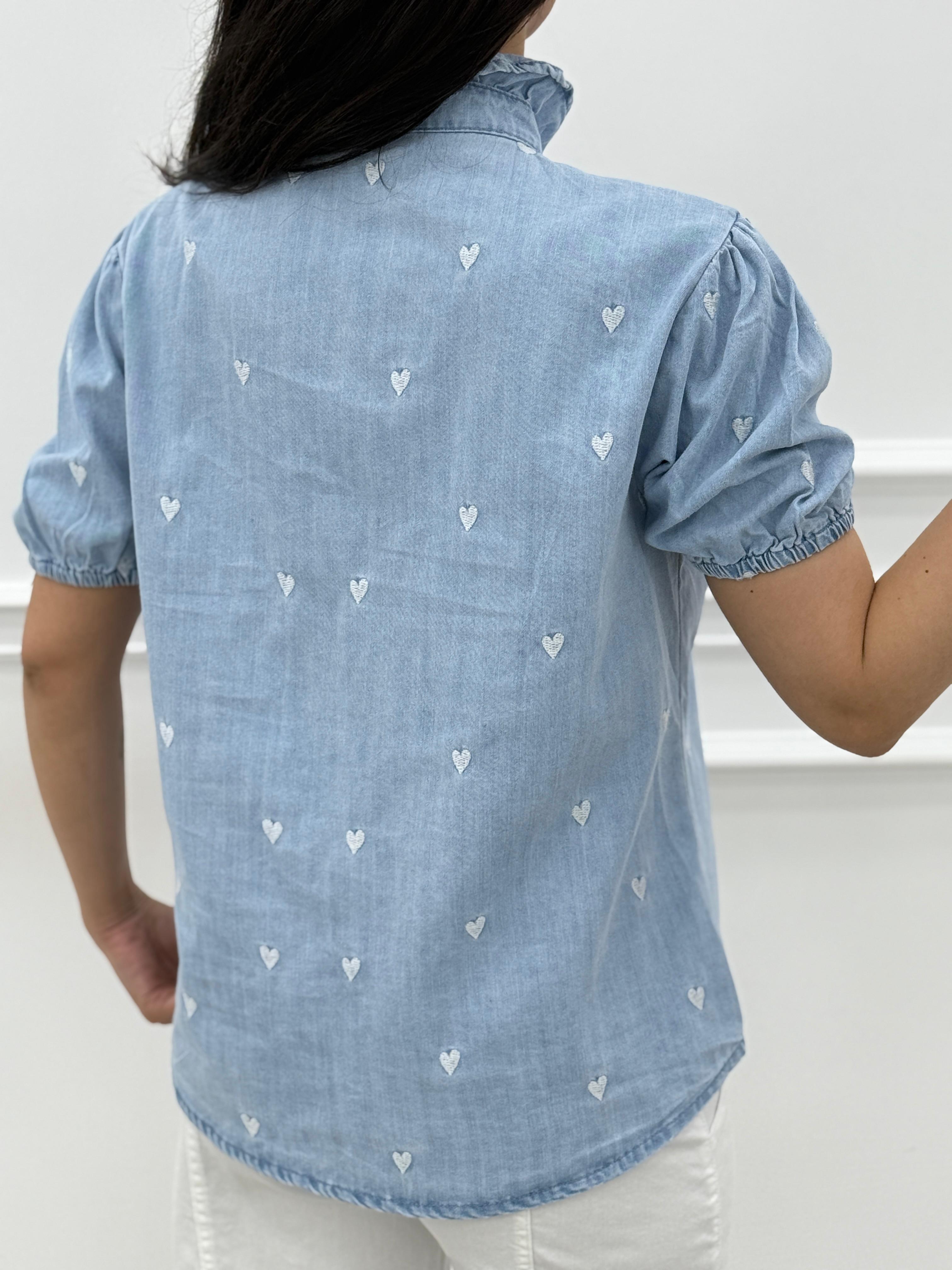 CAMICIA DENIM RICAMI CUORE NEW SS25