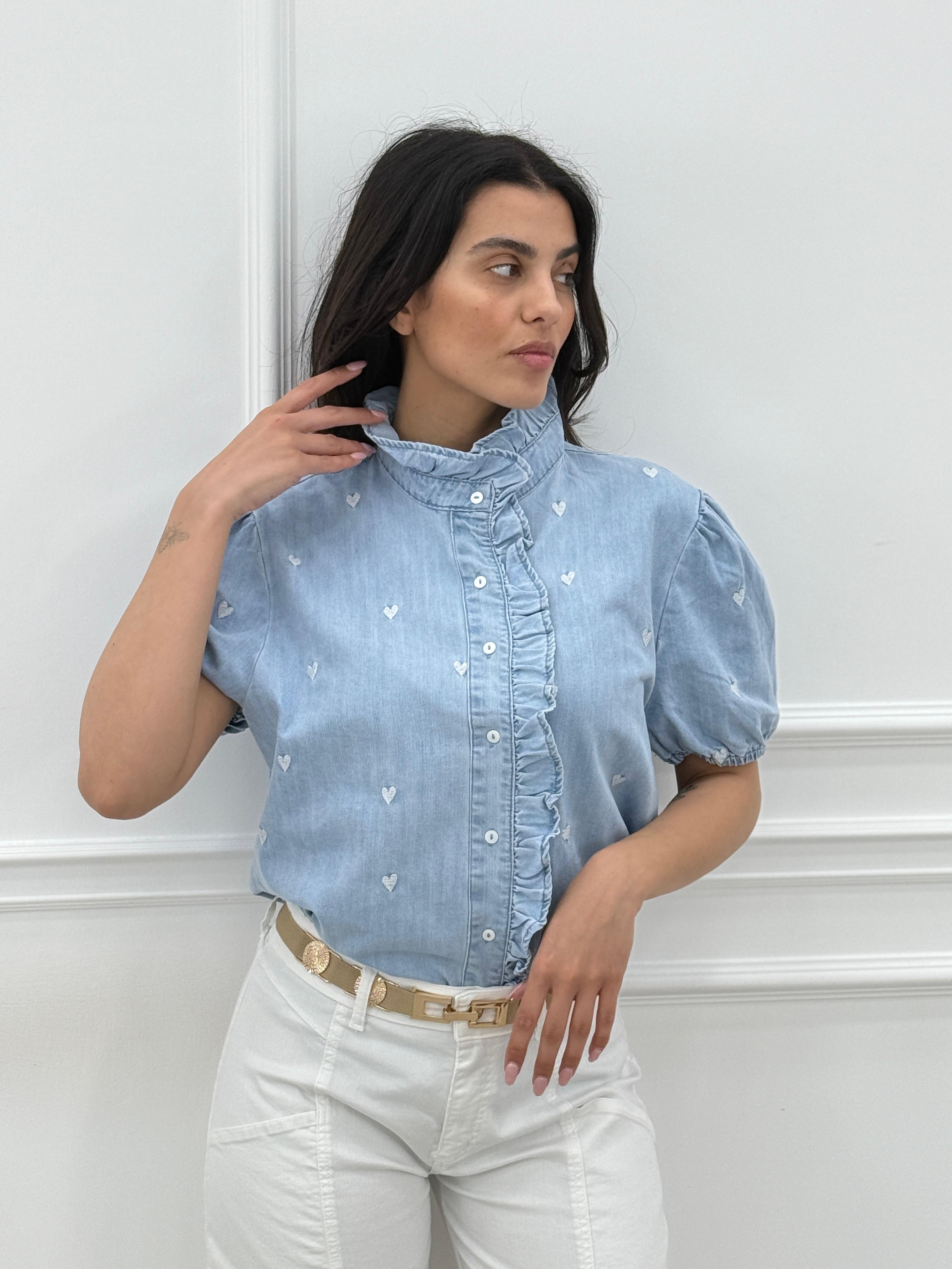 CAMICIA DENIM RICAMI CUORE NEW SS25