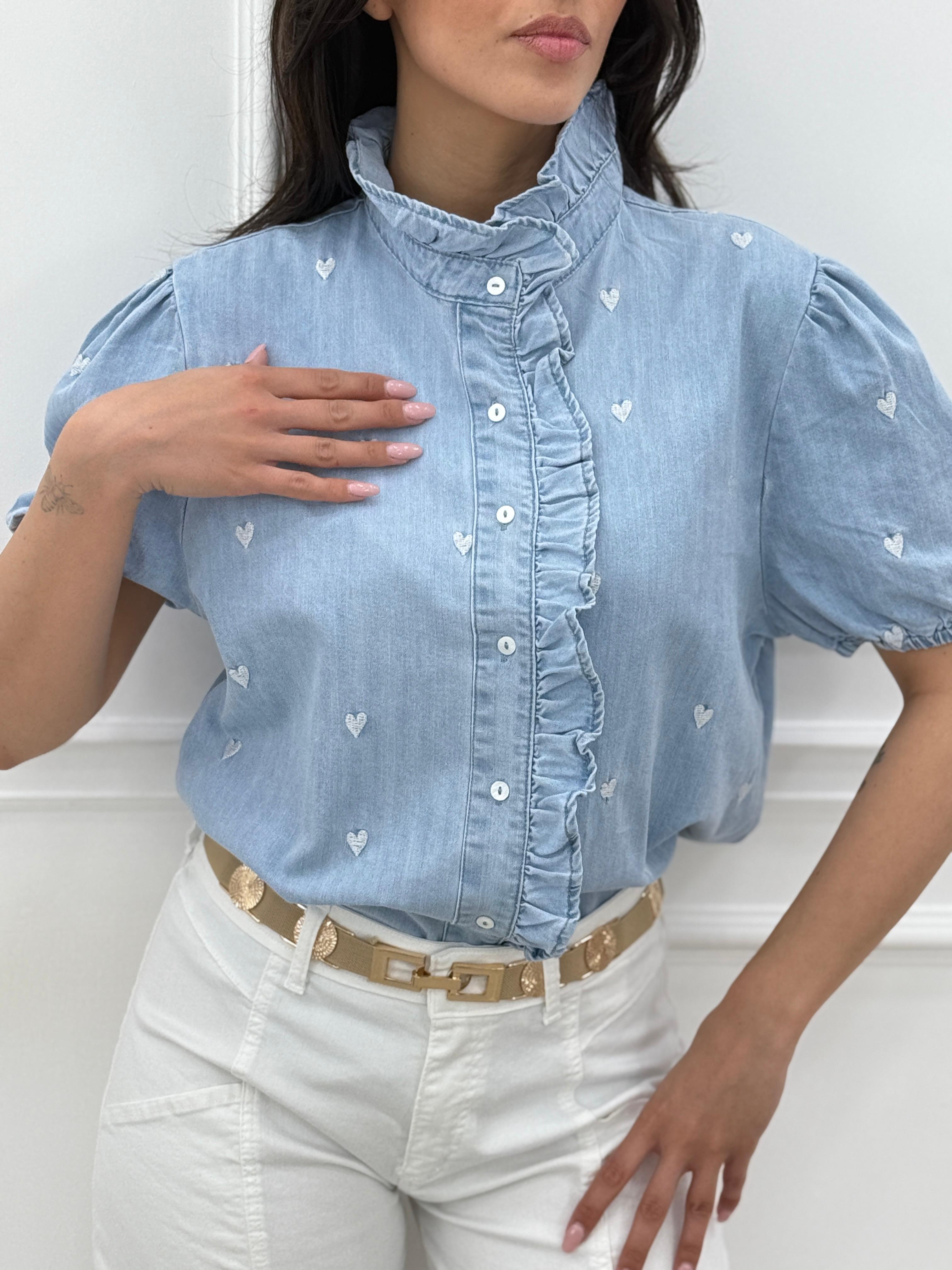 CAMICIA DENIM RICAMI CUORE NEW SS25