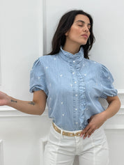 CAMICIA DENIM RICAMI CUORE NEW SS25