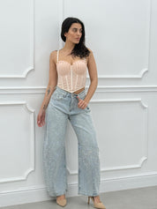 JEANS BALLOON CON STRASS NEW SS25
