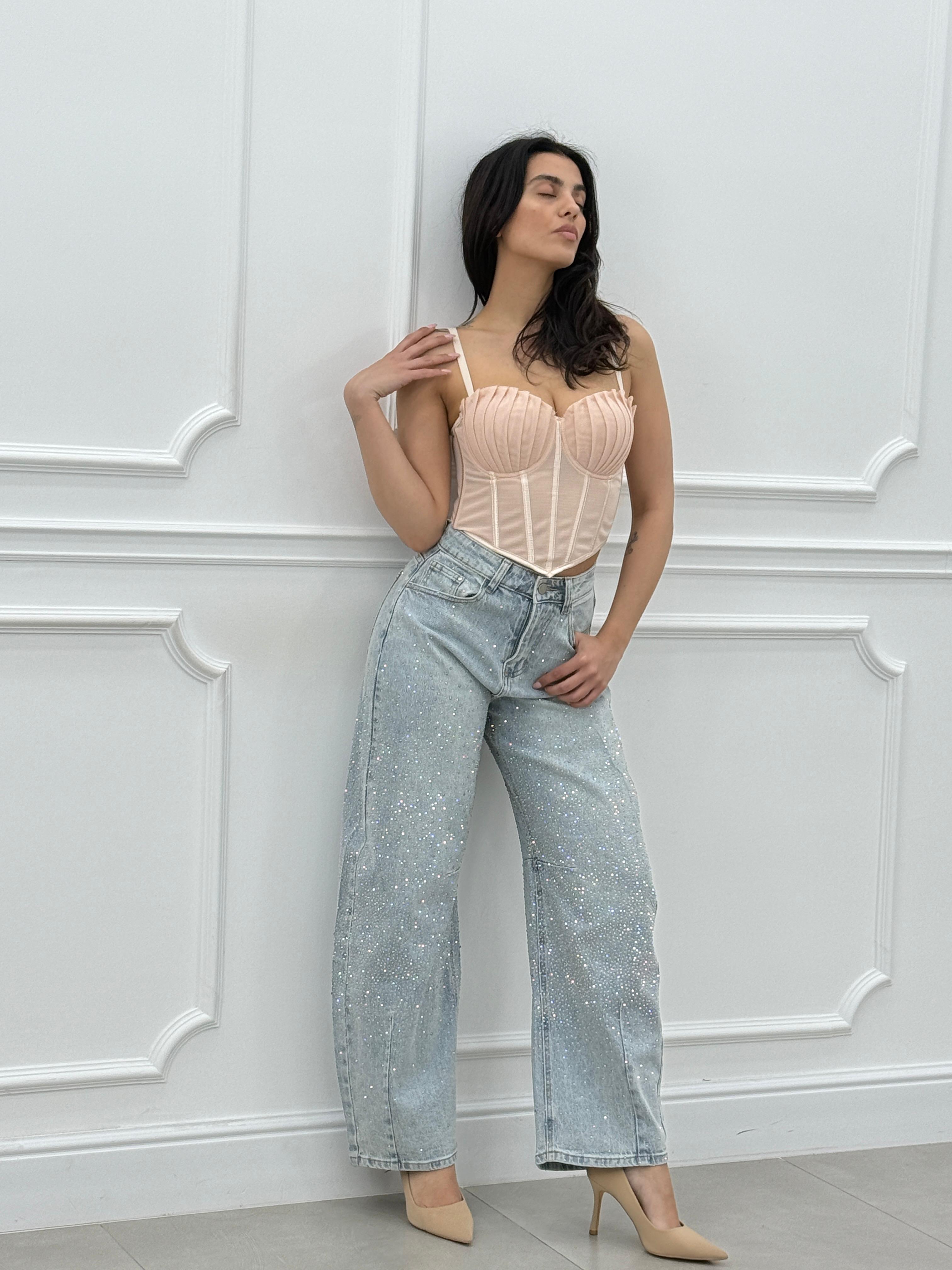 JEANS BALLOON CON STRASS NEW SS25