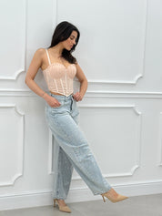 JEANS BALLOON CON STRASS NEW SS25