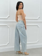 JEANS BALLOON CON STRASS NEW SS25