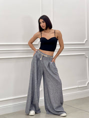 PANTALONE FIAMMATO CON CINTURA NEW SS25