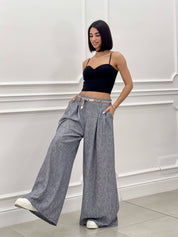 PANTALONE FIAMMATO CON CINTURA NEW SS25