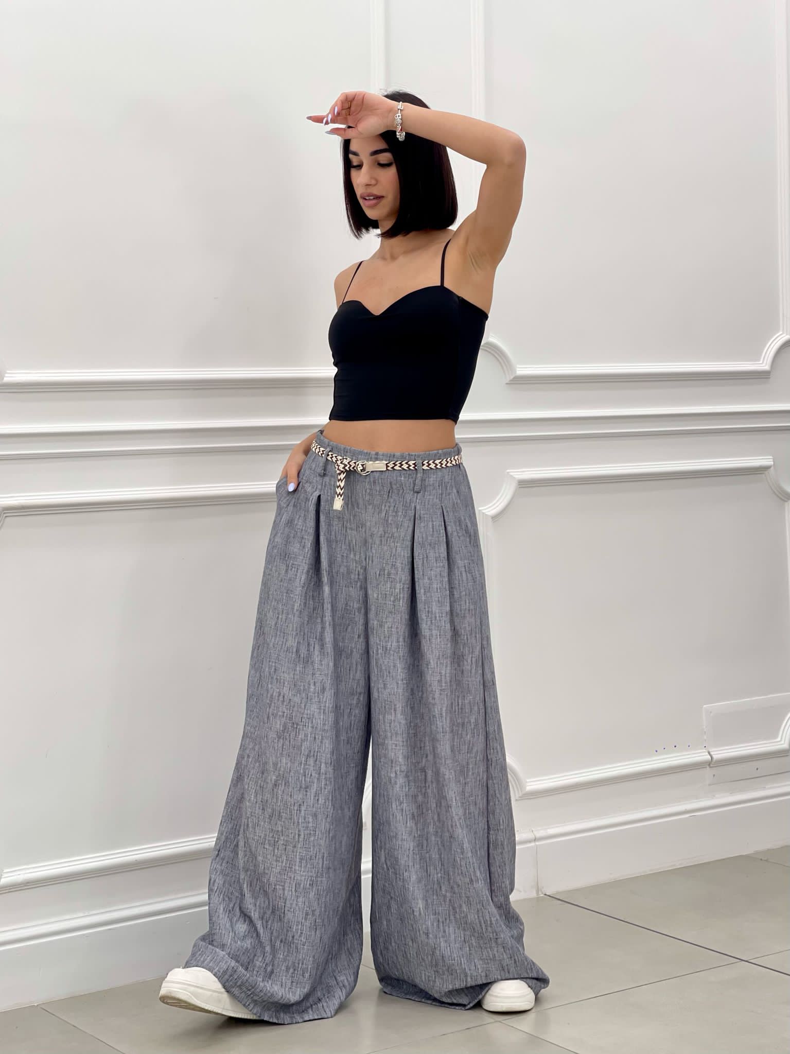 PANTALONE FIAMMATO CON CINTURA NEW SS25