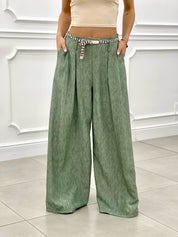PANTALONE FIAMMATO CON CINTURA NEW SS25