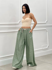 PANTALONE FIAMMATO CON CINTURA NEW SS25