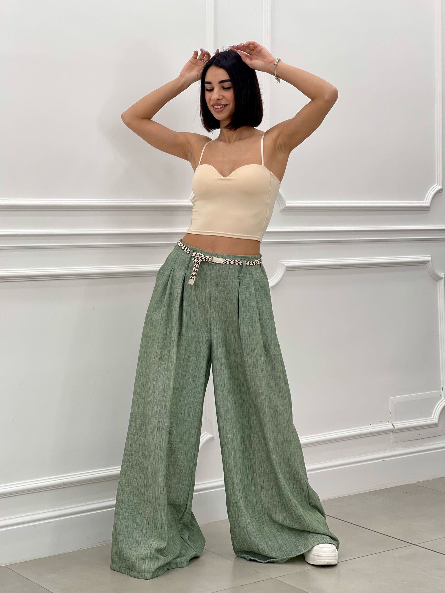 PANTALONE FIAMMATO CON CINTURA NEW SS25