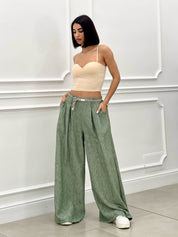 PANTALONE FIAMMATO CON CINTURA NEW SS25