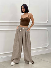 PANTALONE FIAMMATO CON CINTURA NEW SS25