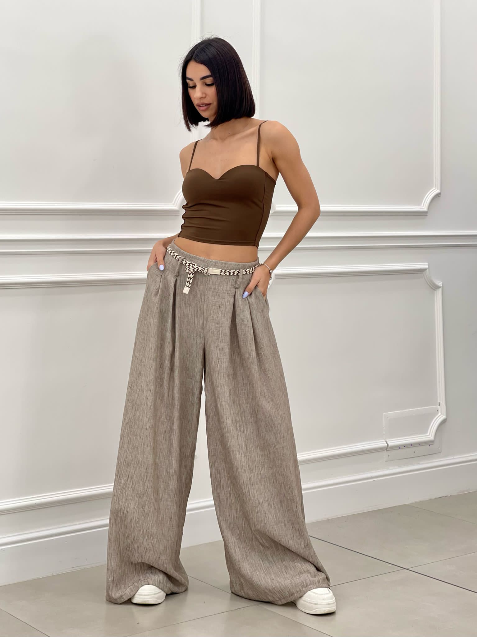 PANTALONE FIAMMATO CON CINTURA NEW SS25