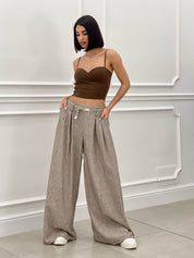 PANTALONE FIAMMATO CON CINTURA NEW SS25