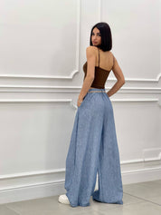 PANTALONE FIAMMATO CON CINTURA NEW SS25