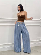 PANTALONE FIAMMATO CON CINTURA NEW SS25