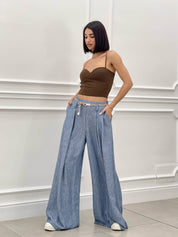 PANTALONE FIAMMATO CON CINTURA NEW SS25