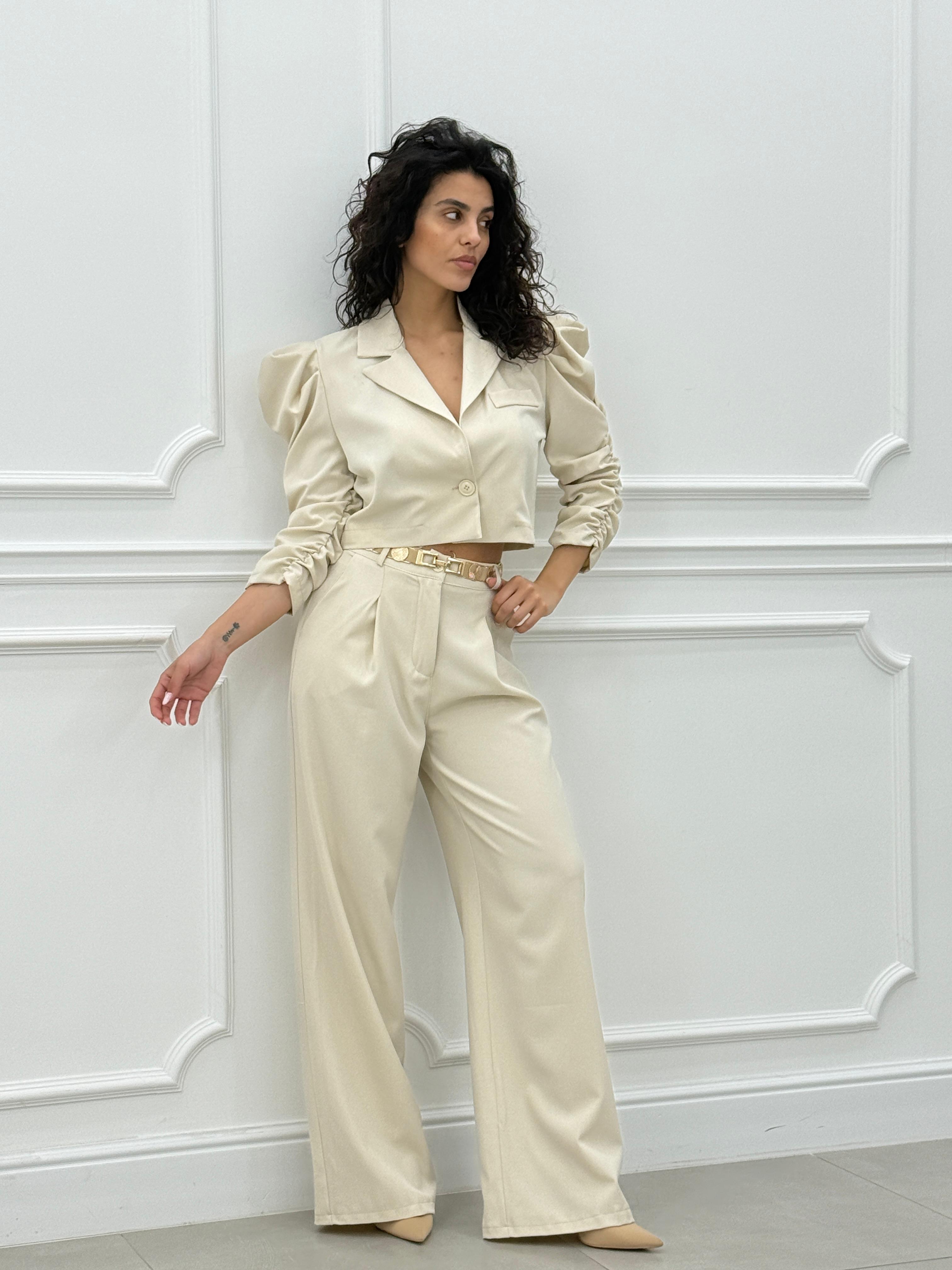 COORDINATO GIACCA CROP E PANTALONE NEW SS25