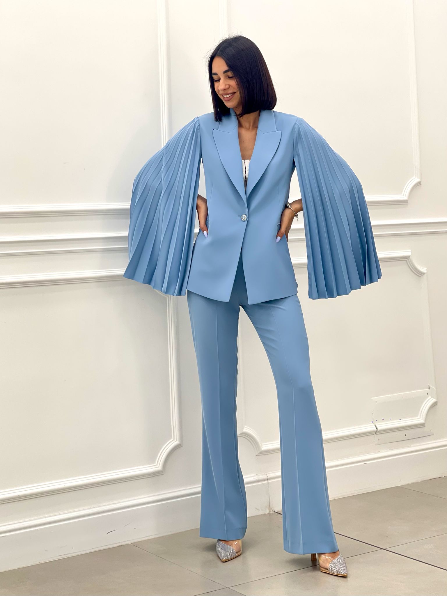 TAILLEUR MANICHE PLISSET TOP QUALITY NEW SS25