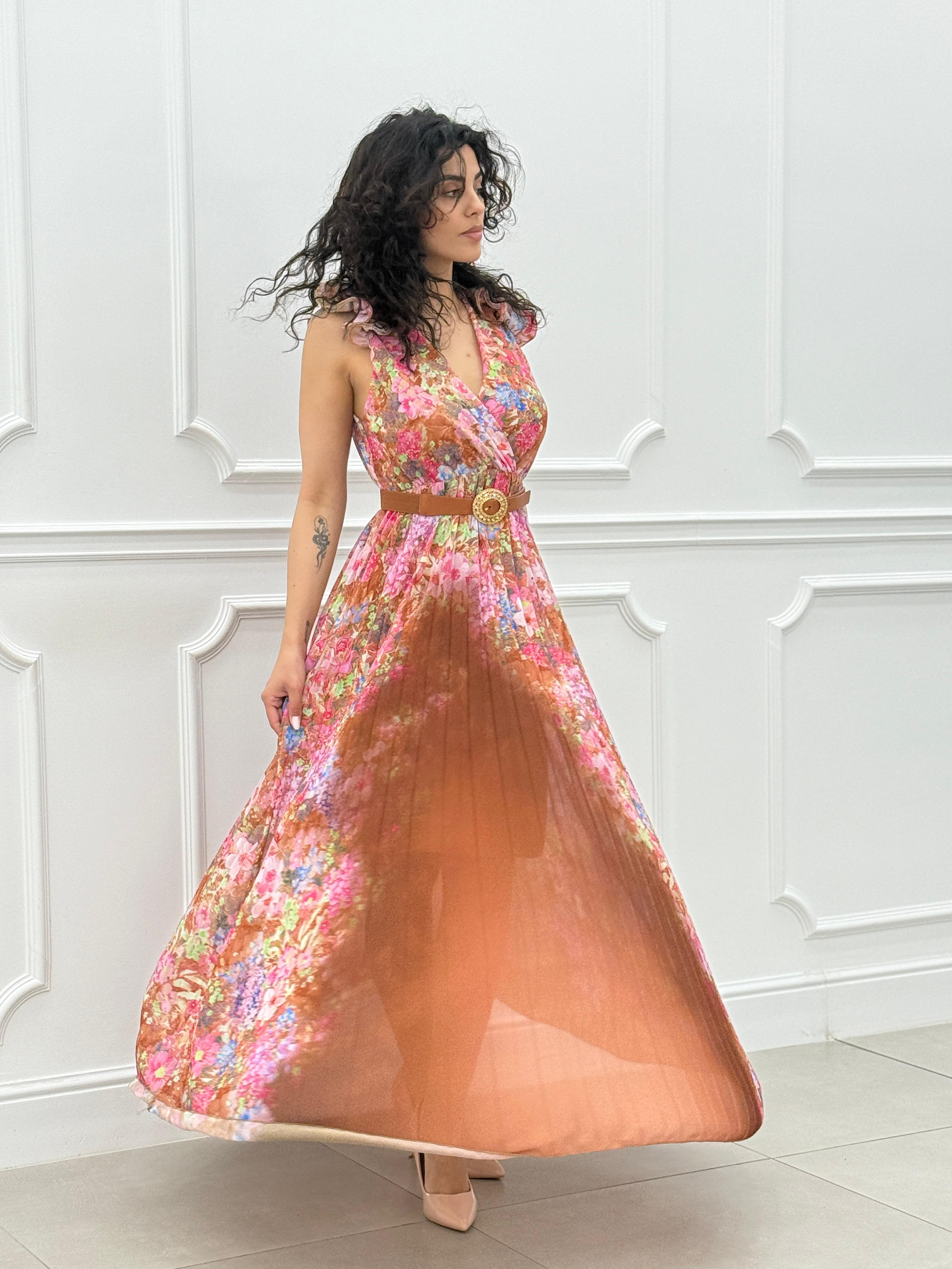 DRESS FLOREAL CON ROUCHE NEW SS25