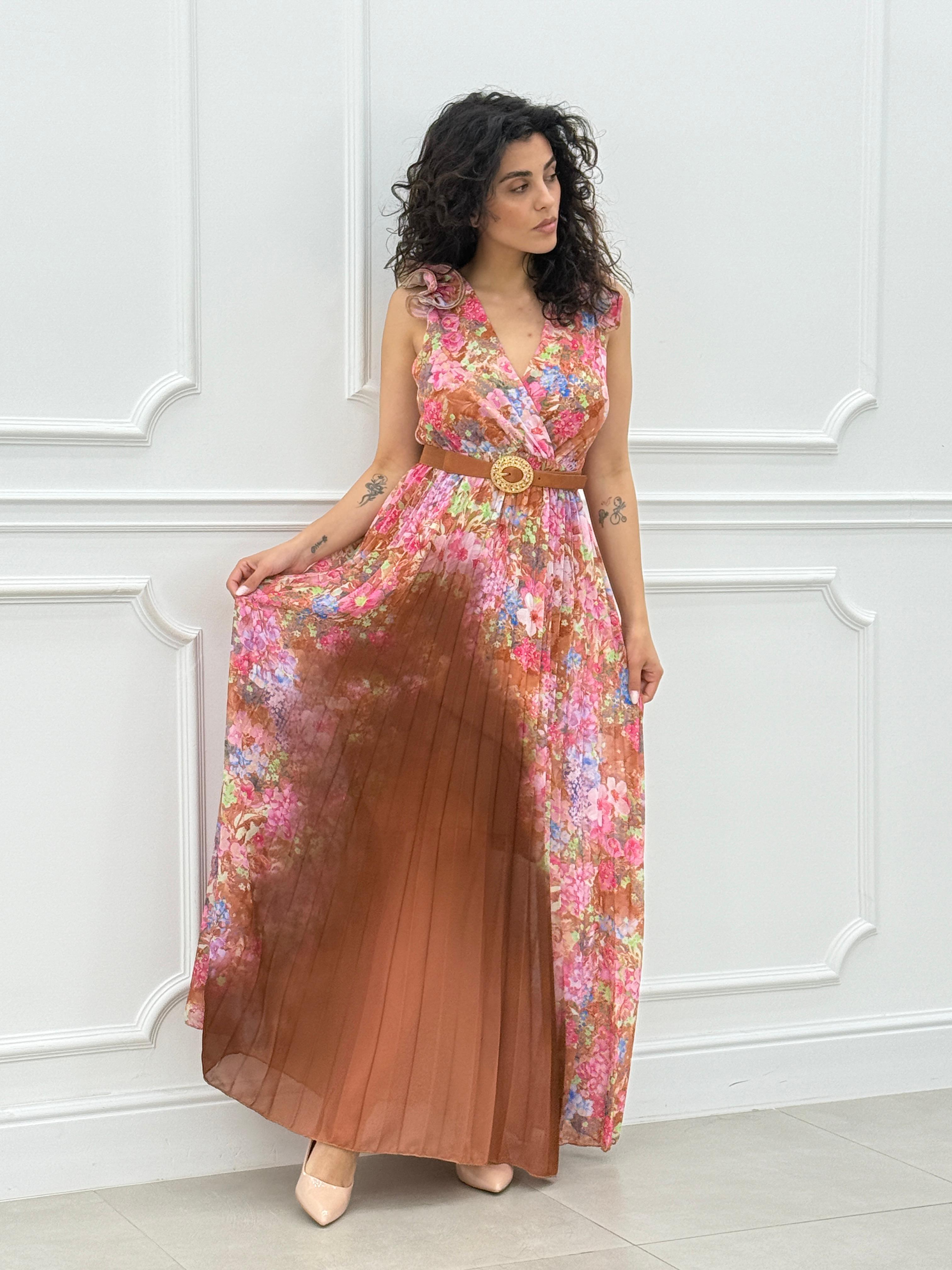 DRESS FLOREAL CON ROUCHE NEW SS25