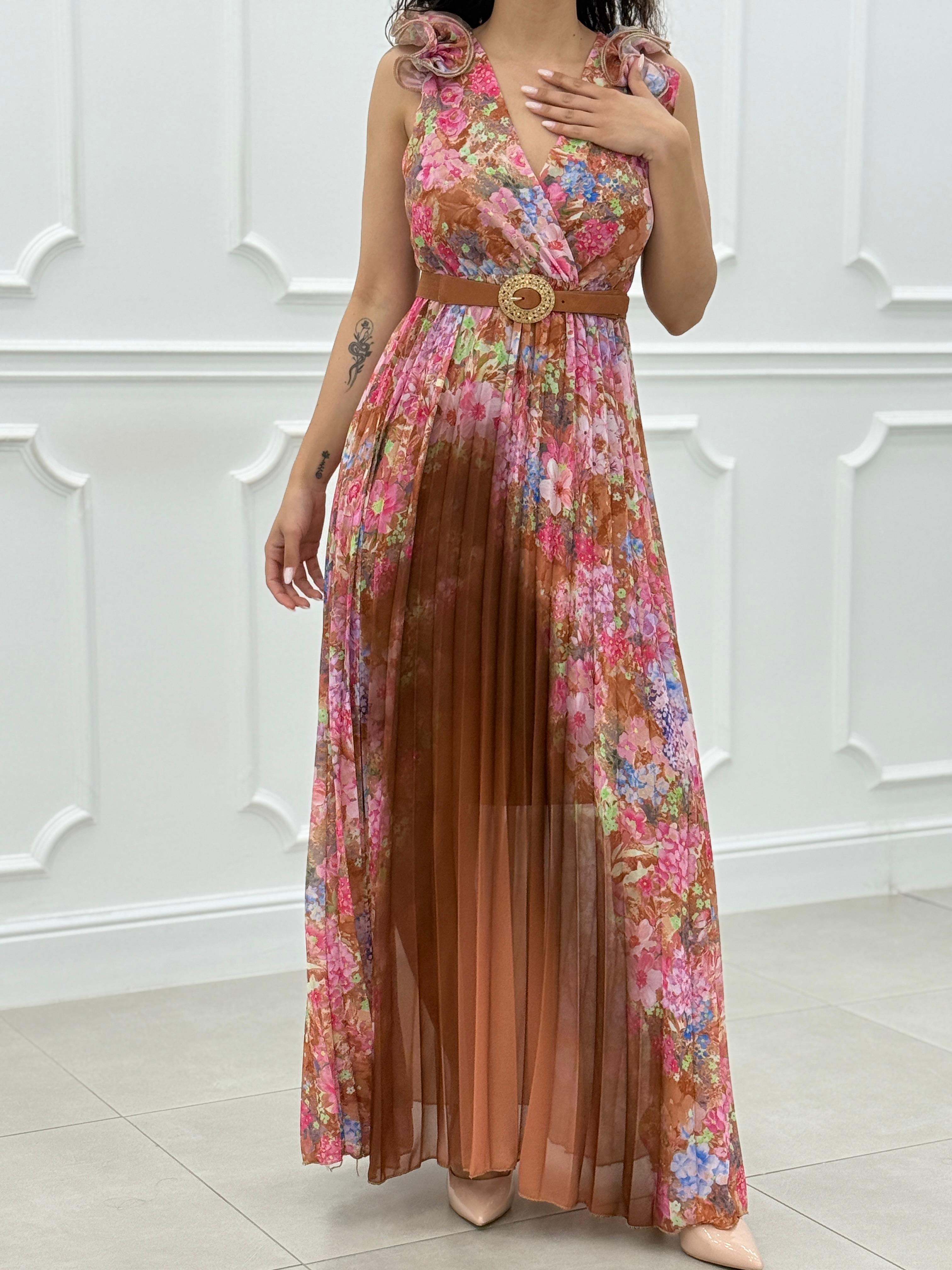 DRESS FLOREAL CON ROUCHE NEW SS25
